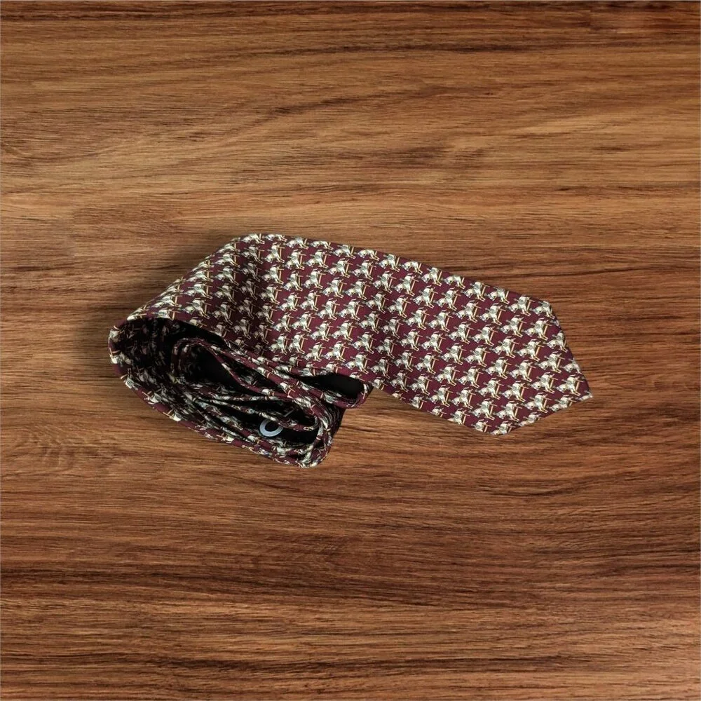 Brooks‎ Brothers Carousel Horse Tie Novelty Jockey Circus Silk Burgundy RN 99458